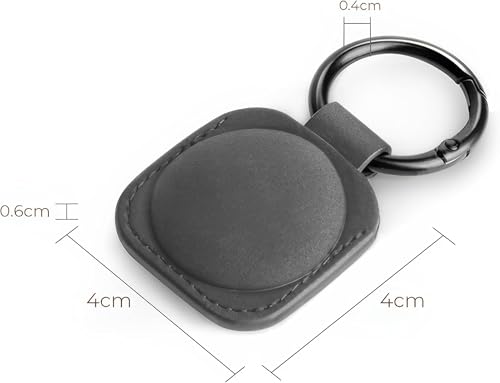 Image of Leather Case Keychain (Pink) - Protective Holder Compatible with Apple AirTag 1 & 2 for Keys, Pet Collars, Bags & Luggage - Scratch-Resistant, Soft Touch, Secure Ring | Grey