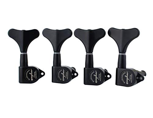 Guyker Guitar Bass Tuners (4 For Right) - 1:17 Ratio Headstock Sealed Tuning Key Pegs Machine Head Replacement For Electric Jazz Bass Or Precision Instruments - Black #TOP1