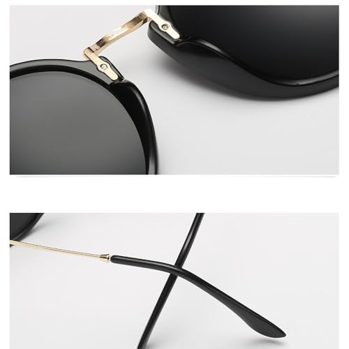 Lunettes de soleil rondes dames rétro tendance transparente anti-UV