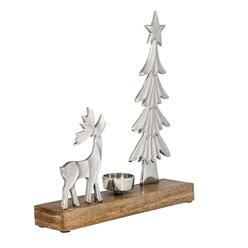 EGLO LIVING Teelichthalter mit Deko Rentier Baliguian, Weihnachtsdeko...