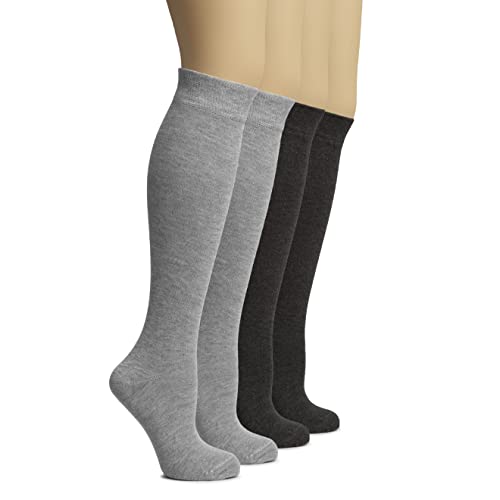 Image of Hugh Ugoli Women's Rayon Derived from Bamboo Knee High Socks Comfort Seam Long Dress Socks, Shoe Size 5-8 /8-11, 4 Pairs