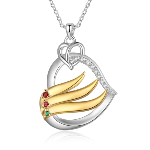 lorajewel Collier Prénom Personnalisé en Argent Or Collier Pendentif coeur avec Nom Cadeau pour Femmes Maman Fille Grand-mère Fête des mères Anniversaire (3 name) – vue 7