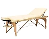 CUNTO Portable Bed Massage Therapy Bed Spa Massage Bed Table,3 Fold Adjustable and Foldable,with Non-Woven Bag (Beige)