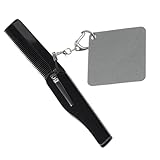 HONMEET 折りたたみ式ひげ用コーム 細歯 コンパクトポケットコーム ミラー付き 男性用 トラベル向け 軽量 携帯便利 キーホルダー収納可能