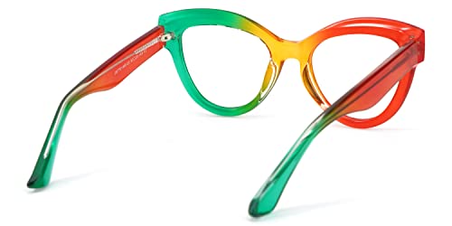 Image of Zeelool Rainbow Cat Eye Glasses Frame for Women, Fashion Desingn Eyeglasses Frame with Non-prescription Clear Lens Rosalee ZJGT701440-03 Multicolor