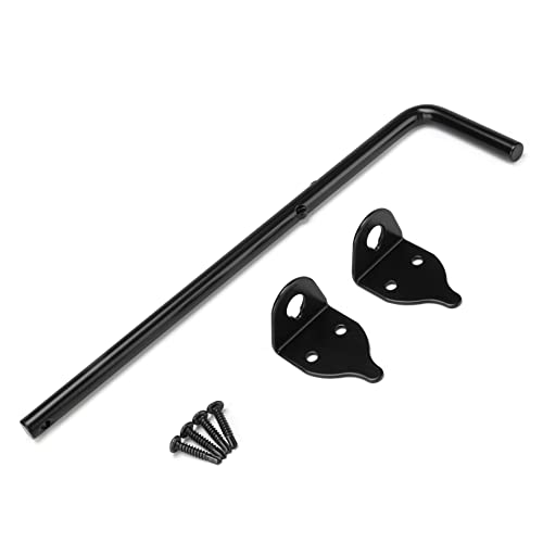 Hillmaster 12" Heavy Duty Cane Bolt Gate Drop Rod For Wood Fence, Steel Drop Bolts Cane Bolt Hardware For Wooden Gater And Holding Doors, Black Finish #TOP6