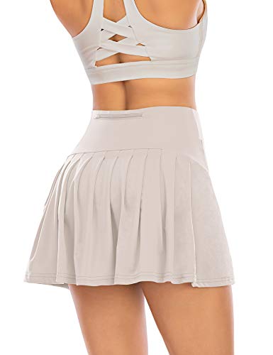 Women's Tennis Skirt with Pockets Active Athletic Skorts Golf Running Sports Skirts with Shorts (Grey-2, Small)