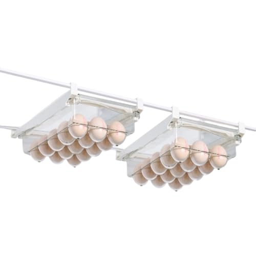 冷蔵庫吊り下げ収納ケース 冷蔵庫トレー 卵ケース 引き出し 収納ボックス 卵ケース 果物野菜 小物 化粧品 台所 キッチン ひきだし 台所 パントリー クリアケース 引きだし (卵パック(4個))