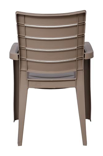 Image of Prima Plastic Chair for Living Room |Set of 2 | Chair for Home, Living Room, Outdoor | Stackable Chair with arm | 100% Virgin Plastic | Rado (Camel Brown Colour)