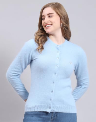 Image of Monte Carlo Women Regular Fit Full Sleeve Solid Round Neck Winter Cardigan (Pack of 1)