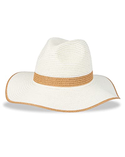 Chapeau de paille femme Jessica Simpson, capeline d'été pliable et chapeau de soleil beige