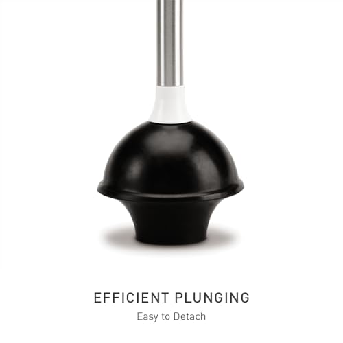 Image of simplehuman Toilet Plunger and Caddy, Stainless Steel, White