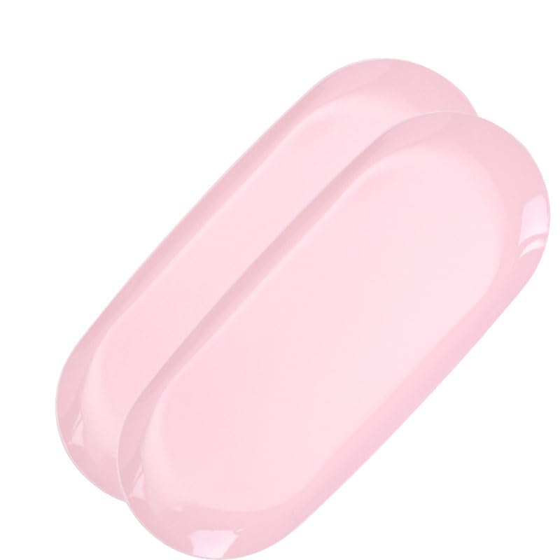 CXUEMH Small Jewelry Tray, Multifunctional Oval Metal Storage Tray, 2 Pack Stainless Steel Decorative Trays Bathroom Tray Makeup Cosmetic Trays Towel Napkin Tray Storage Organizer (Flesh Pink)