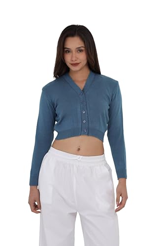Image of Women Winter Wear V-Neck Full Sleeves Regular Fit Woollen Blouse