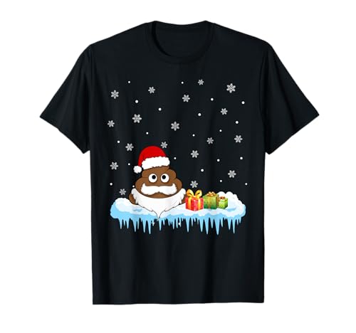 Poop Santa Face Funny Xmas Matching Ugly Christmas Party Camiseta