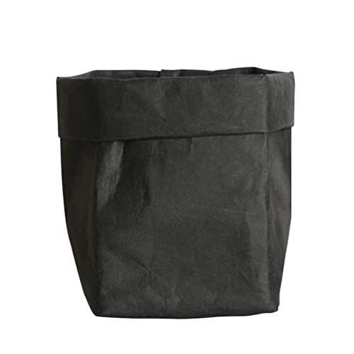 YARNOW Kraftpapier Blumentopf, Waschbar Kraftpapier Aufbewahrungsbehälter Taschen Wiederverwendbare Pflanzbeutel für Home Office Pflanzen, Lagerung (Extra Extra Groß, Schwarz)