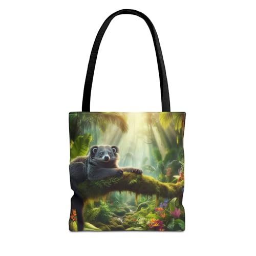Premium Tote Bag with Reinforced Stitching - Binturong in Southeast Asian Rainforests