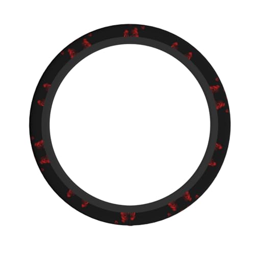 Red Rose Black Background Print Elastic Steering Wheel Cover - All Over Printed, High-Grade Chloroprene Rubber - Non-Slip, Durable, Eco-Friendly Wheel