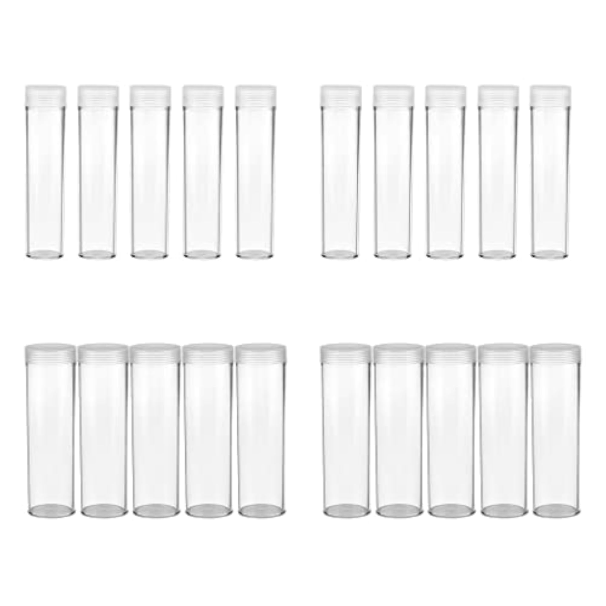 20Pcs Clear Coin Protective Tube Round Coin Storage Box