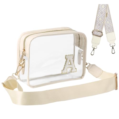 Stadium-Approved Clear Initial Purse, Crossbody Bag for Events, Concert and Sports,Adjustable Strap - Main Image