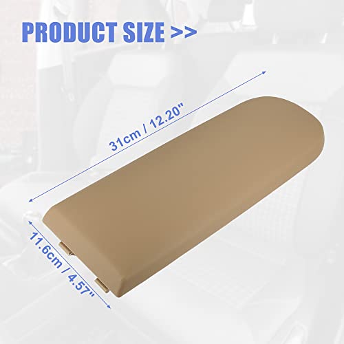 X AUTOHAUX Car Center Console Lid Armrest Cover Seat Box Cover Cap Panel with Latch Lip Replacement for Volkswagen Jetta Golf Passat Khaki PU Leather Plastic by X AUTOHAUX - Used condition - Image 4