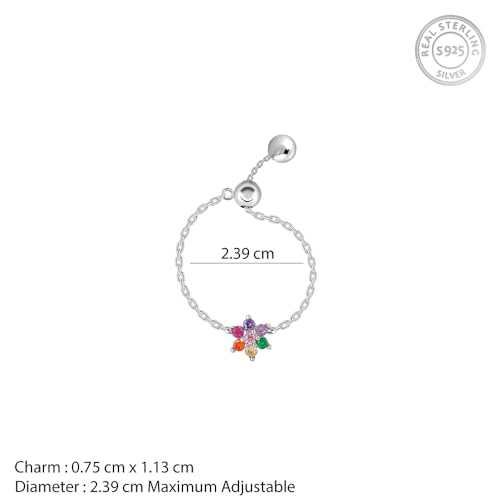 Image of GIVA 925 Silver All My Colours Chain Ring, Adjustable | Gifts for Women and Girls | With Certificate of Authenticity and 925 Stamp | 6 Months Warranty