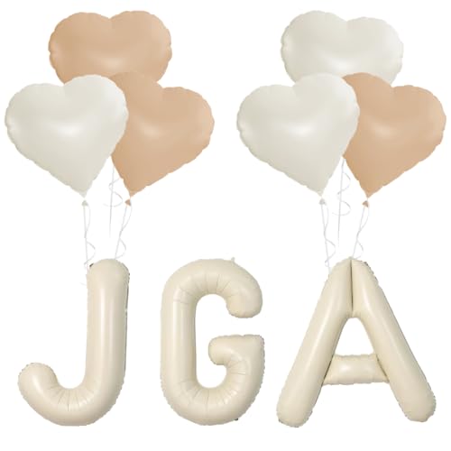 JGA Deko,16 inch Junggesellenabschied Frauen Ballon,Cremeweiß JGA Folienballon,Bride To Be Deko mit Herz Folienballon für Bachelorette Party Polterabend