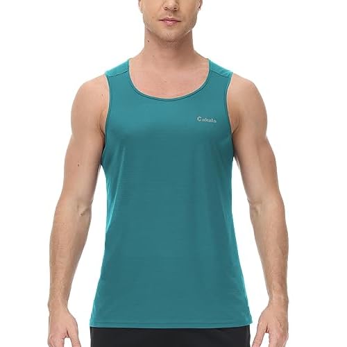 Cakulo Mens Tank Tops Big and Tall Swim Shirts Running Quick Dry Workout Sleeveless Summer Beach Muscle Athletic Top