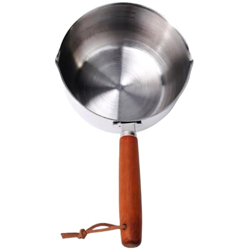Petite casserole 500 ml en acier inoxydable avec poignée bois et bec verseur - 2