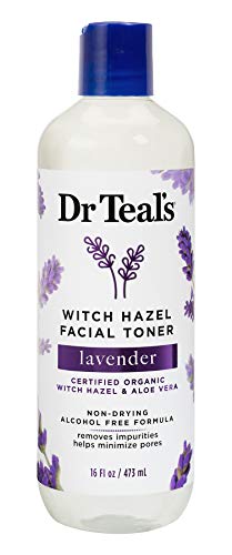 Dr Teal's Witch Hazel Facial Toner Lavender| Certified Organic Witch Hazel & Aloe Vera Non-Drying Alcohol Free Formula 16 FL OZ