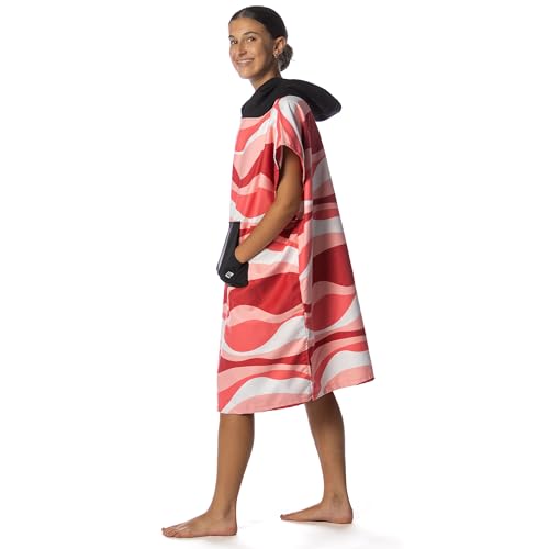 Image of Flow Changing Poncho for Kids - Microfiber Hooded Swim Towel Poncho for Boys & Girls, Perfect for Beach, Pool, or Swim - Quick Dry, Absorbent, Light Weight, and Easy to Pack (Pinkwave, Small)