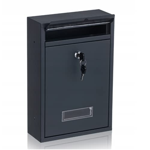 Virone Bali Briefkasten mit mit Namensschild Stahl verzinkt mit Einem Schlüssel (Anthrazit)