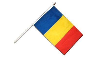 Drapeau Tchad sur hampe 60x90 pavillon tchadien tricolore avec manche bois