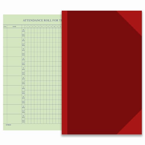 Trison Tägliche Anwesenheitszeit in & Out Register, 60 Seiten, 21 x 33 cm, gebunden, Quire 1, 1 Stück