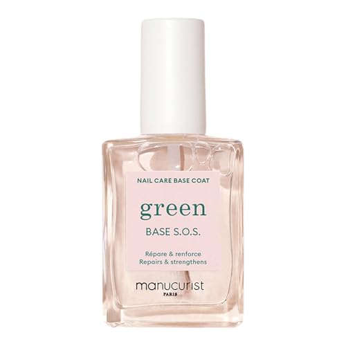 MANUCURIST - S.O.S. Base Coat - Enriched with Vitamins C and B5 - Nail Fortifier - Repairs and Strengthens - Care for Very Damaged Nails - Vegan, Up to 78% Plant-Based - 0.5 fl oz
