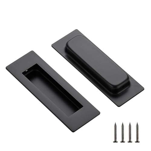 Ravinte 2 Pack Black Cabinet Pulls Recessed Finger Pulls 120mm Length