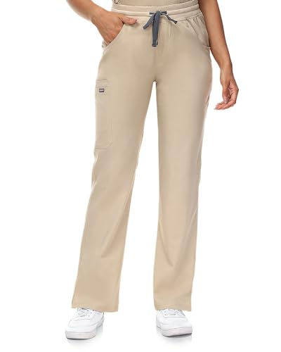 Image of COMENII Scrubs for Women, Mid Rise Straight Leg Cargo Pants with Knit Yoga Waistband, Easy Care Womens Scrubs Pants