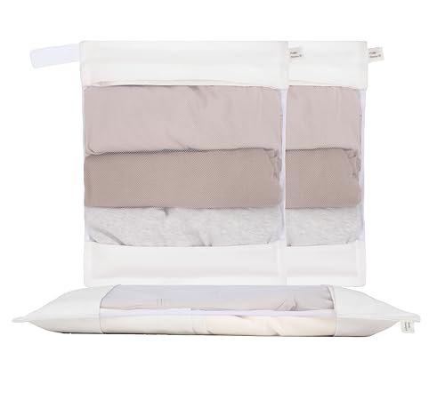Cotton Mesh Laundry Bags, Set of 3, XXL, with Hidden Zipper | Mesh Laundry Bags for Delicates, Dye-Free Natural Wash Bags for Lingerie & Sensitive Fabrics