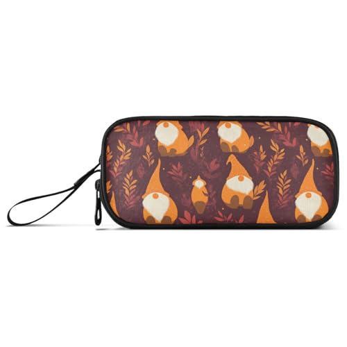 aidingzhi Estuche para lápices de nailon con diseño de gnomo naranja y burdeos con ranura de alta capacidad, para estudiantes de secundaria, Gnomo naranja borgoña, 1 size, Papelería