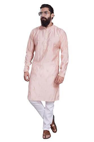 Image of DIVISIVE Men's Embroidered Cotton Silk Blend Only Slim Fit Kurta