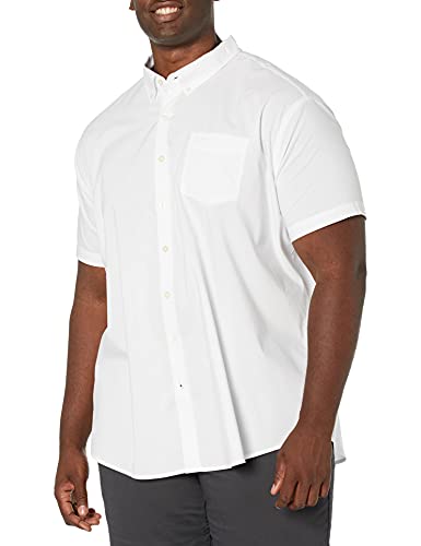 Dockers Men's Classic Fit Short Sleeve Signature Comfort Flex Shirt (Standard and Big & Tall), Paper White-Solid, 2XL