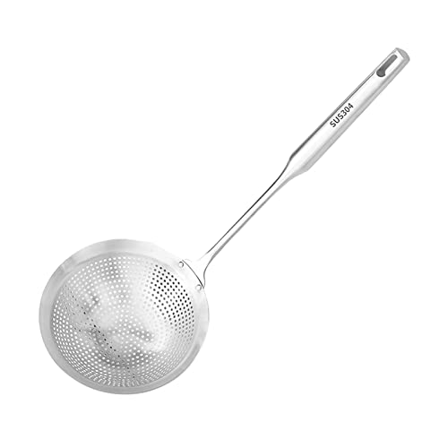 Contiup Cuillère de service ajourée en acier inoxydable avec grand bol, poignée confortable, passoire durable de qualité alimentaire pour égoutter et frire (46 cm) Cover