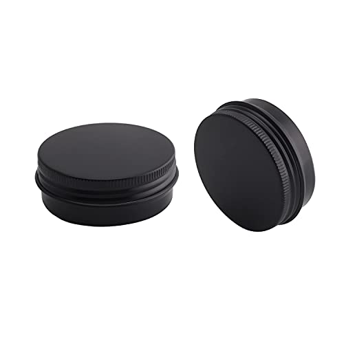Image of Othmro 2Pcs 1oz Metal Round Tins Aluminum Tin Cans Jar Refillable Containers 30ml Tin Cans Tin Bottles Containers with Screw Lid for Salve Spices Lip Balm Tea Candies Black 1.96x0.78in(DxH)