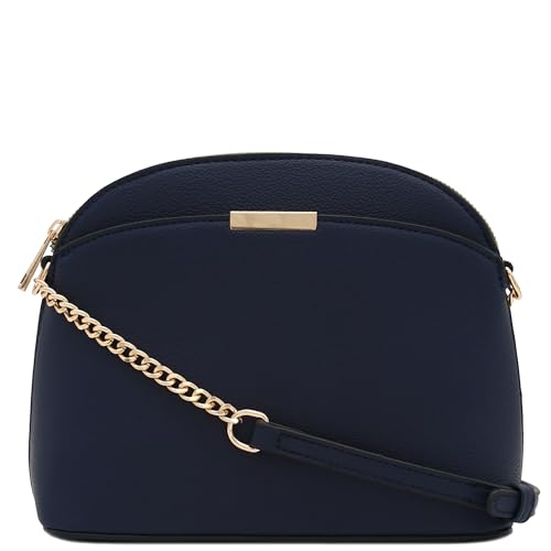 Image of FashionPuzzle Faux Leather Small Dome Crossbody Bag with Chain Strap