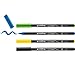 edding 4200 Porzellanpinselstift - schwarz, gelb, blau, grün - 4 Stifte - Pinselspitze 1-4 mm - Filzstift für Keramik, Porzellan - spülmaschinenfest, lichtechte Tinte, schnell trocknend