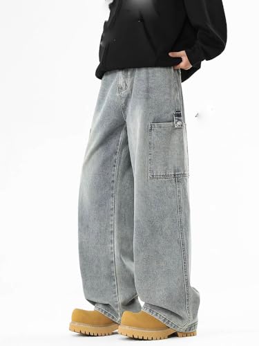 Men's Jeans American Spring Loose Straight Cargo Long Pants2