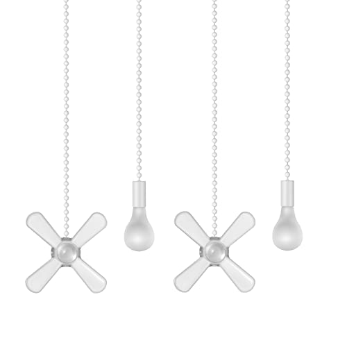 Image of EIFHYT 12 inch Ceiling Fan Pull Chain with Decorative 3 mm Frosted Light Bulb and Fan Cord Extender Chains for Mounted Ceiling Fans and Light Fixtures (White)