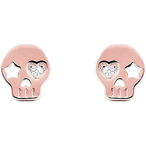 Pendientes Calavera en Plata de Ley 925 con Baño de Oro Rosa Cover