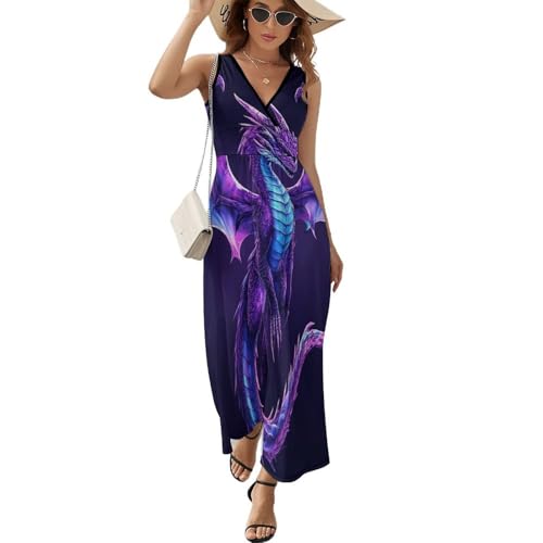 Women Ladies Sleeveless Midi Tank Dress for Vacation Party Wedding
