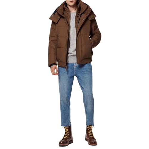 Image of Andrew Marc Men's Short Quilted Inner Bib Attached Down Fill Phoenix Down Bomber Hybrid
